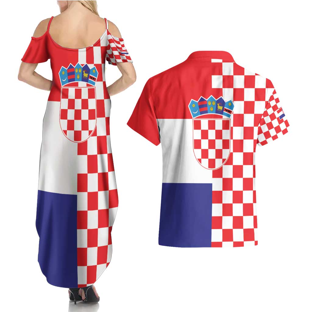 Croatia Victory Day 5 August Couples Matching Summer Maxi Dress and Hawaiian Shirt Dan Hrvatskih Branitelja