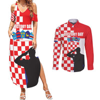 Croatia Victory Day 5 August Couples Matching Summer Maxi Dress and Long Sleeve Button Shirt Dan Hrvatskih Branitelja