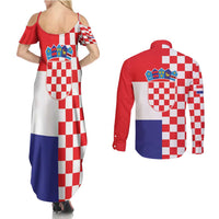 Croatia Victory Day 5 August Couples Matching Summer Maxi Dress and Long Sleeve Button Shirt Dan Hrvatskih Branitelja