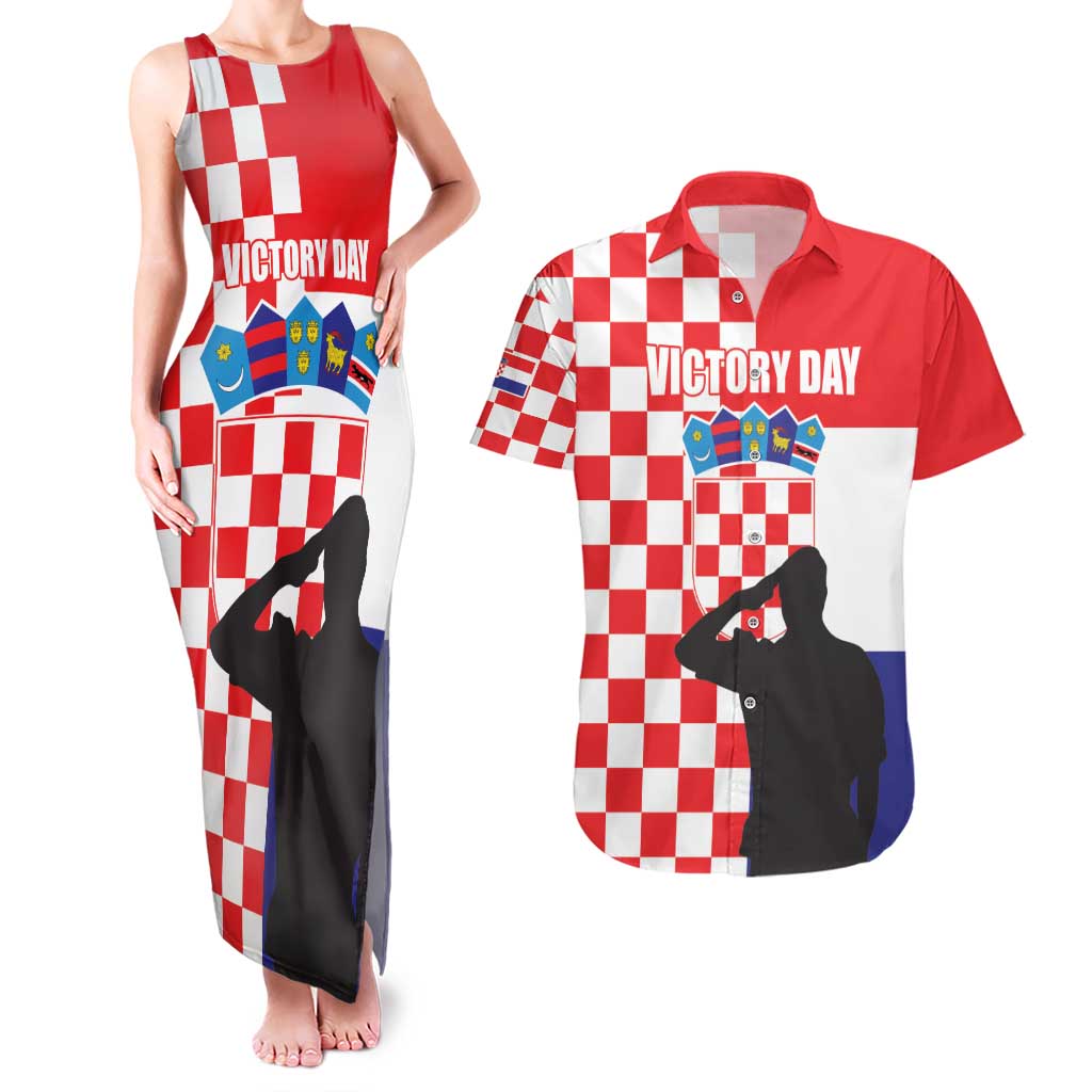 Croatia Victory Day 5 August Couples Matching Tank Maxi Dress and Hawaiian Shirt Dan Hrvatskih Branitelja