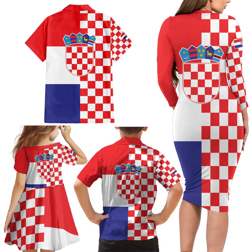 Croatia Victory Day 5 August Family Matching Long Sleeve Bodycon Dress and Hawaiian Shirt Dan Hrvatskih Branitelja