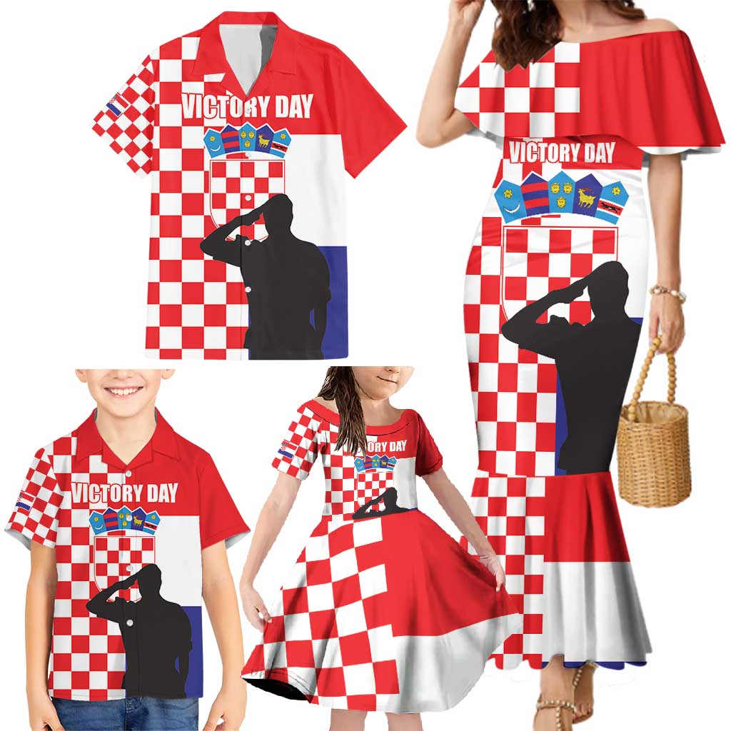 Croatia Victory Day 5 August Family Matching Mermaid Dress and Hawaiian Shirt Dan Hrvatskih Branitelja