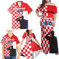 Croatia Victory Day 5 August Family Matching Off Shoulder Maxi Dress and Hawaiian Shirt Dan Hrvatskih Branitelja