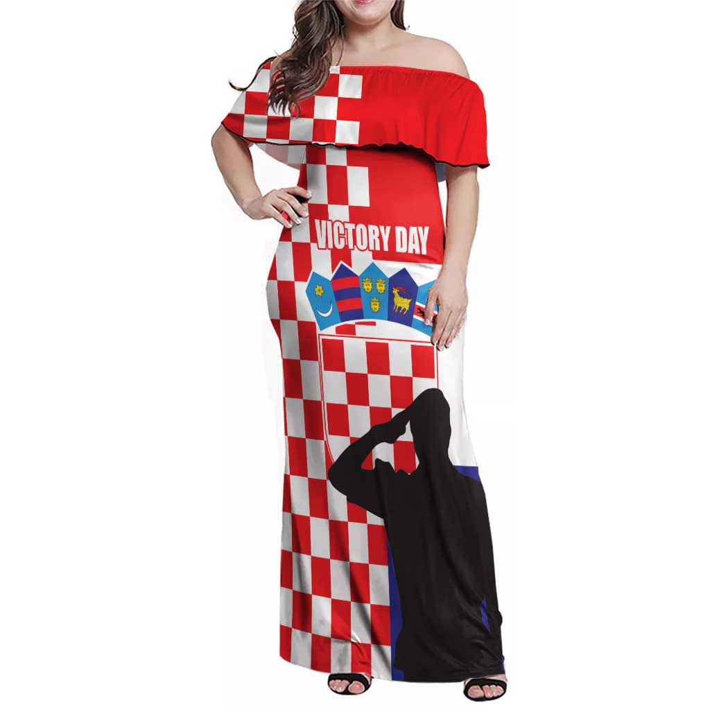Croatia Victory Day 5 August Family Matching Off Shoulder Maxi Dress and Hawaiian Shirt Dan Hrvatskih Branitelja