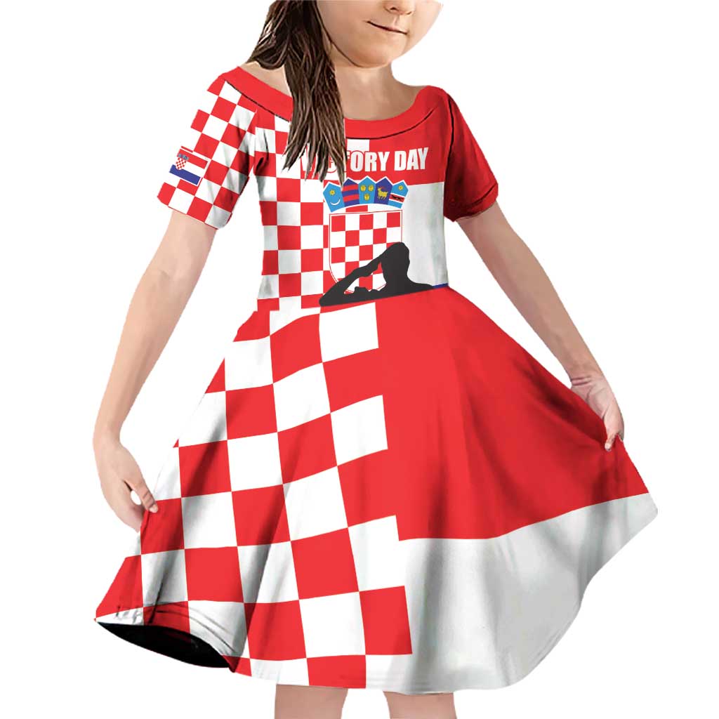 Croatia Victory Day 5 August Family Matching Off Shoulder Short Dress and Hawaiian Shirt Dan Hrvatskih Branitelja