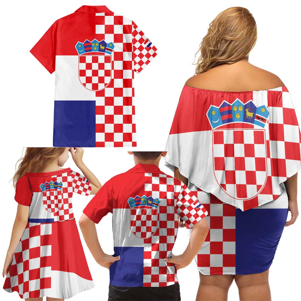 Croatia Victory Day 5 August Family Matching Off Shoulder Short Dress and Hawaiian Shirt Dan Hrvatskih Branitelja