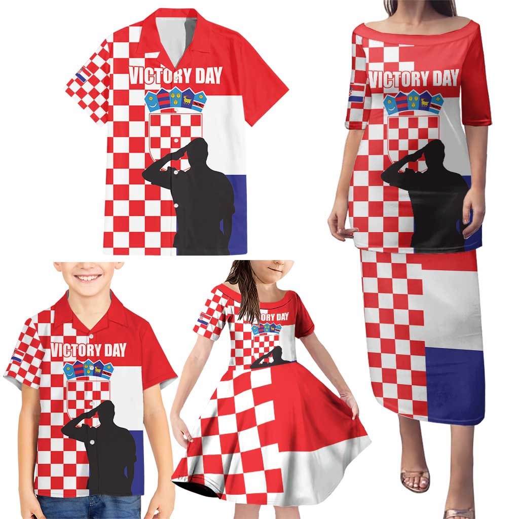 Croatia Victory Day 5 August Family Matching Puletasi and Hawaiian Shirt Dan Hrvatskih Branitelja