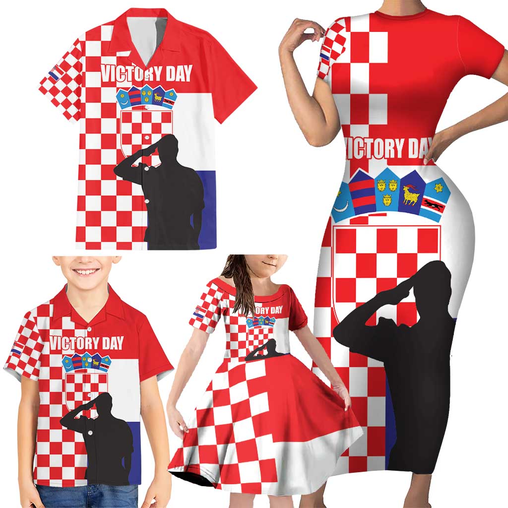 Croatia Victory Day 5 August Family Matching Short Sleeve Bodycon Dress and Hawaiian Shirt Dan Hrvatskih Branitelja