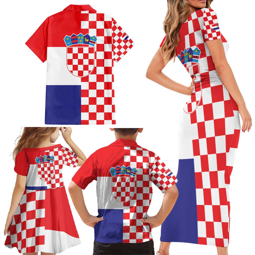 Croatia Victory Day 5 August Family Matching Short Sleeve Bodycon Dress and Hawaiian Shirt Dan Hrvatskih Branitelja