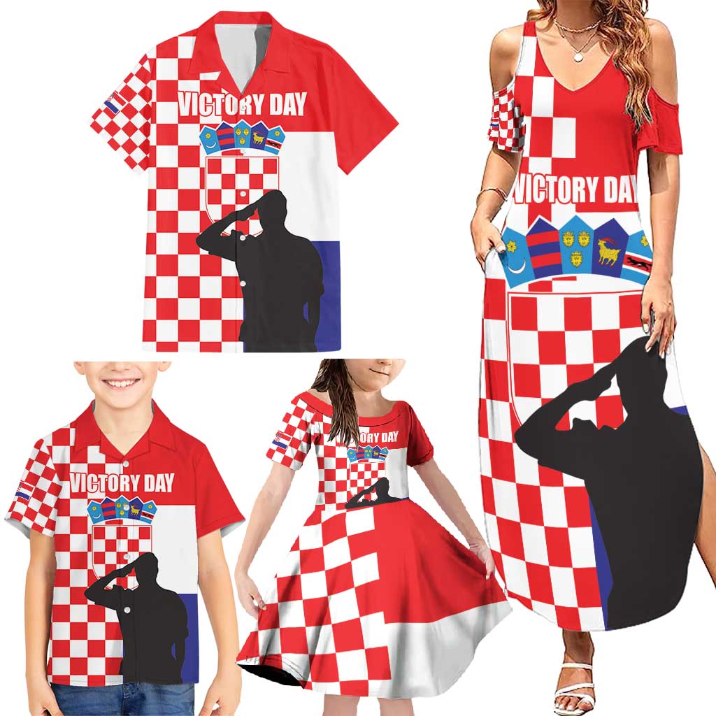 Croatia Victory Day 5 August Family Matching Summer Maxi Dress and Hawaiian Shirt Dan Hrvatskih Branitelja