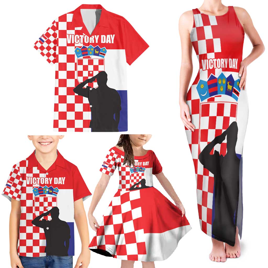 Croatia Victory Day 5 August Family Matching Tank Maxi Dress and Hawaiian Shirt Dan Hrvatskih Branitelja
