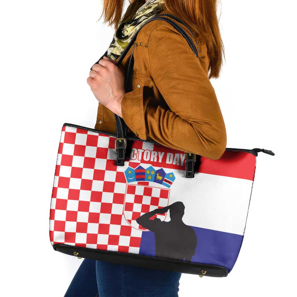 Croatia Victory Day 5 August Leather Tote Bag Dan Hrvatskih Branitelja