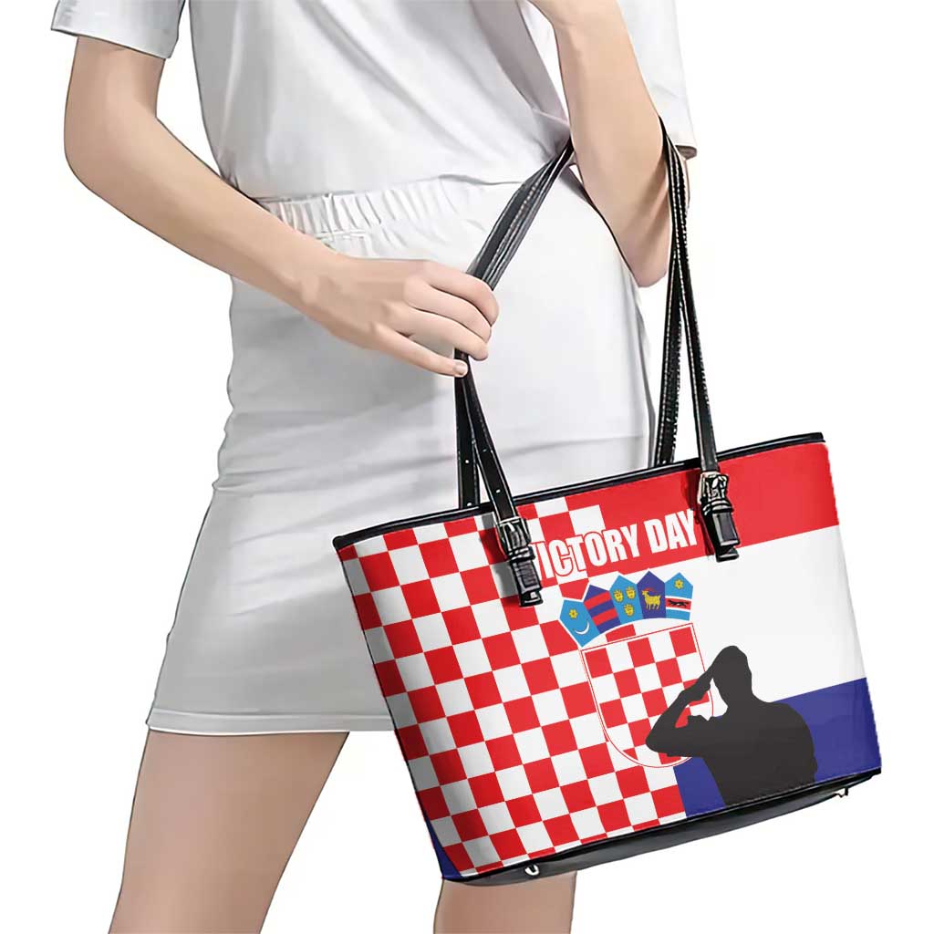 Croatia Victory Day 5 August Leather Tote Bag Dan Hrvatskih Branitelja