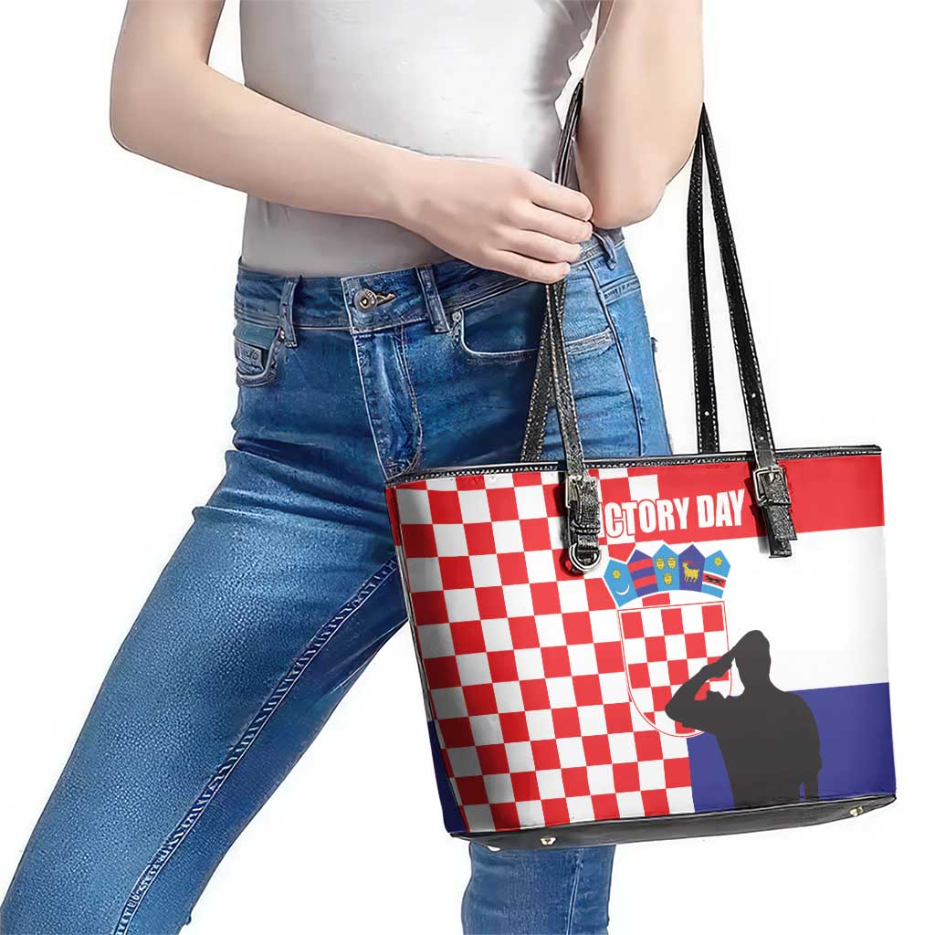 Croatia Victory Day 5 August Leather Tote Bag Dan Hrvatskih Branitelja