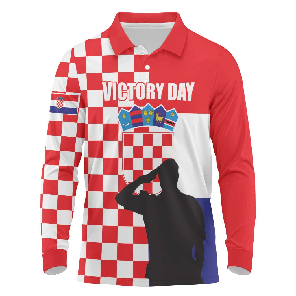 Croatia Victory Day 5 August Long Sleeve Polo Shirt Dan Hrvatskih Branitelja