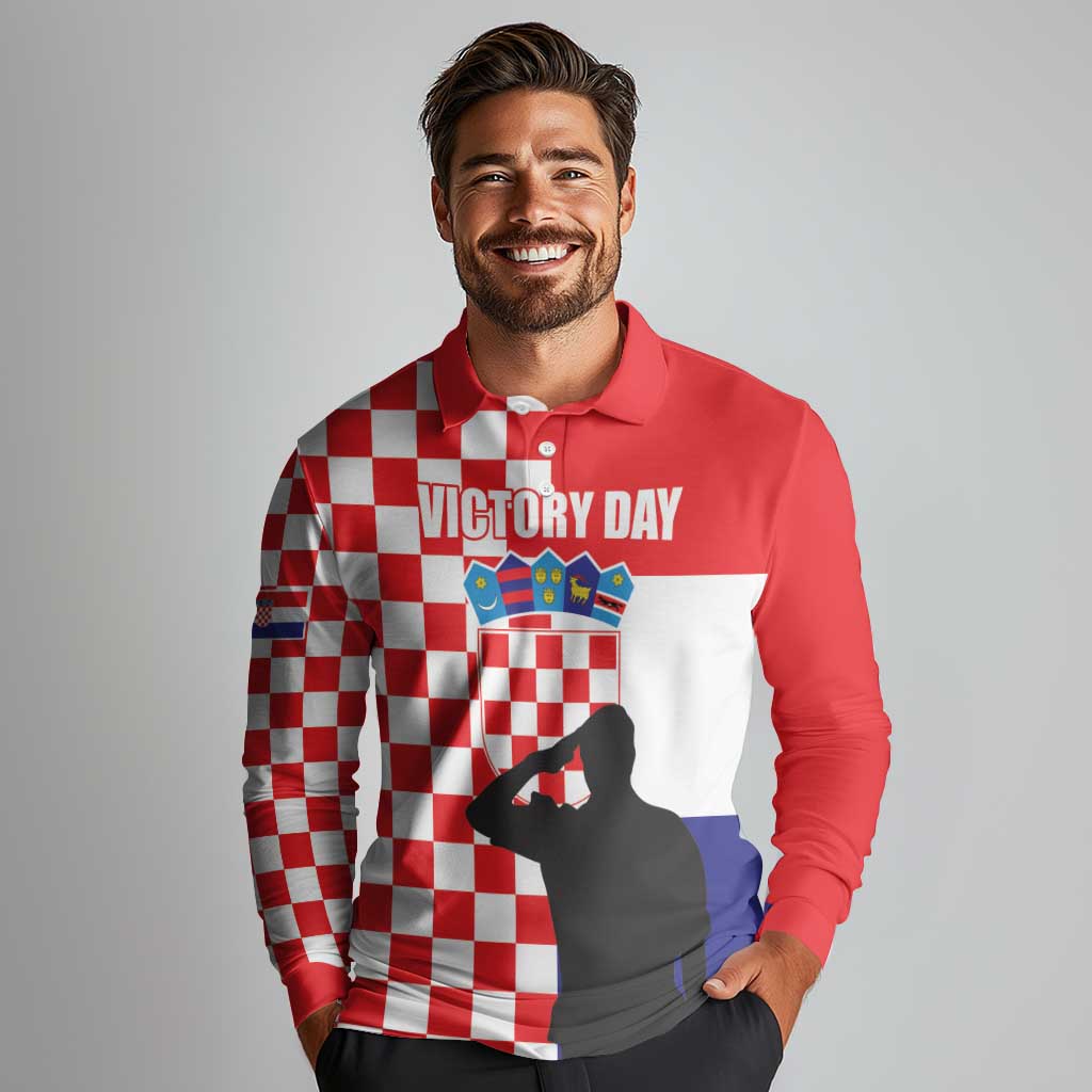 Croatia Victory Day 5 August Long Sleeve Polo Shirt Dan Hrvatskih Branitelja