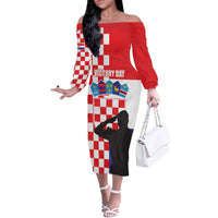 Croatia Victory Day 5 August Off The Shoulder Long Sleeve Dress Dan Hrvatskih Branitelja