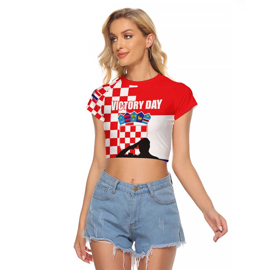 Croatia Victory Day 5 August Raglan Cropped T Shirt Dan Hrvatskih Branitelja