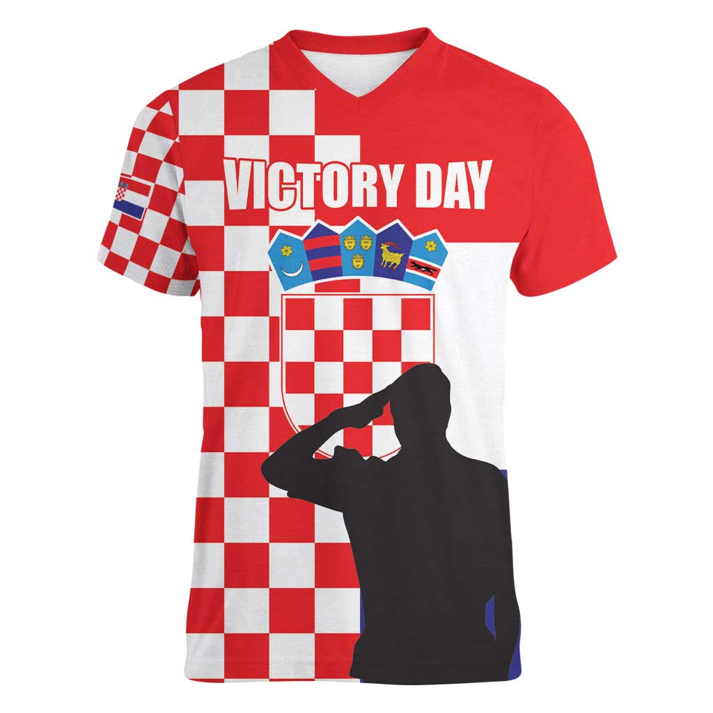 Croatia Victory Day 5 August Women V-Neck T-Shirt Dan Hrvatskih Branitelja