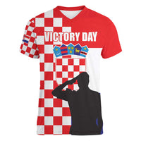 Croatia Victory Day 5 August Women V-Neck T-Shirt Dan Hrvatskih Branitelja