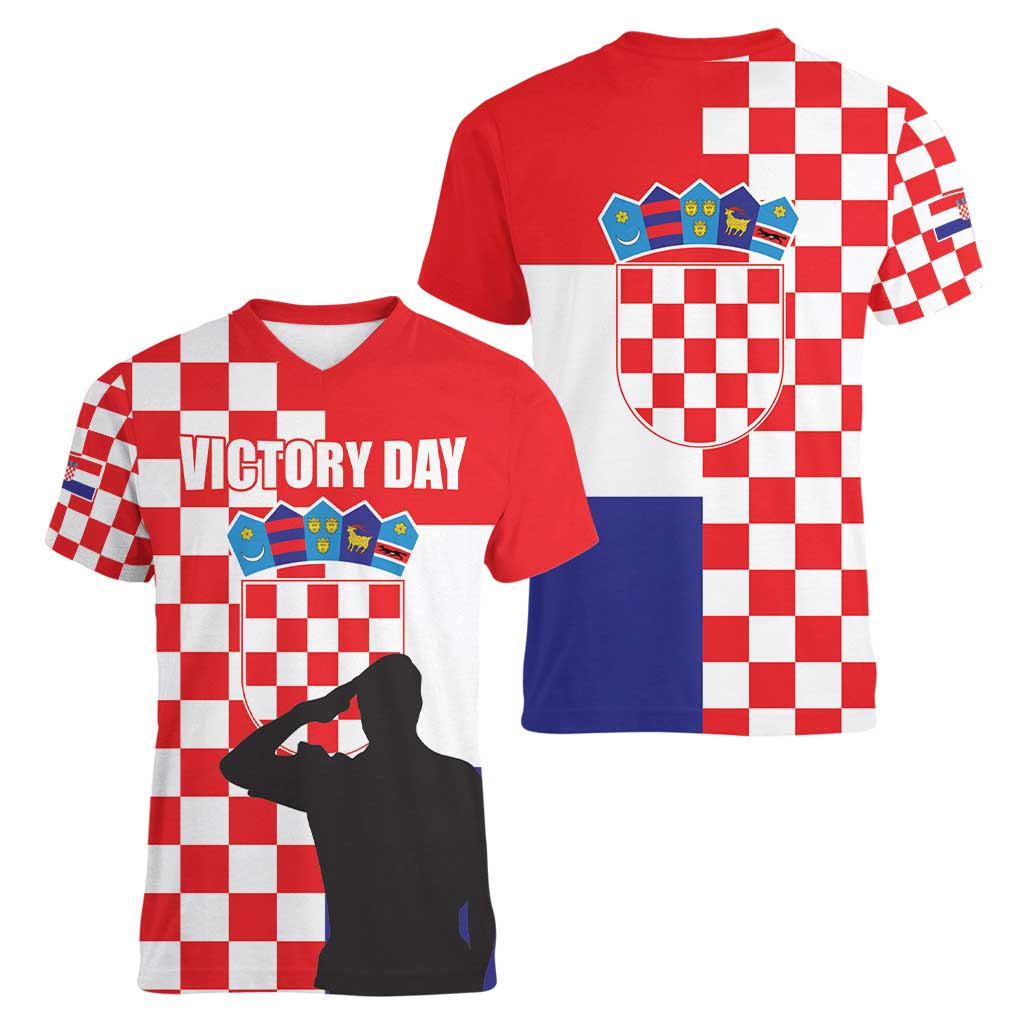 Croatia Victory Day 5 August Women V-Neck T-Shirt Dan Hrvatskih Branitelja