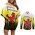 Netherlands Provincie Zuid-Holland Personalized Couples Matching Off Shoulder Short Dress and Long Sleeve Button Shirt Flag Style