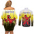 Netherlands Provincie Zuid-Holland Personalized Couples Matching Off Shoulder Short Dress and Long Sleeve Button Shirt Flag Style