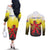 Netherlands Provincie Zuid-Holland Personalized Couples Matching Off The Shoulder Long Sleeve Dress and Long Sleeve Button Shirt Flag Style