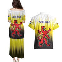 Netherlands Provincie Zuid-Holland Personalized Couples Matching Puletasi and Hawaiian Shirt Flag Style
