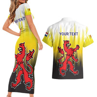 Netherlands Provincie Zuid-Holland Personalized Couples Matching Short Sleeve Bodycon Dress and Hawaiian Shirt Flag Style