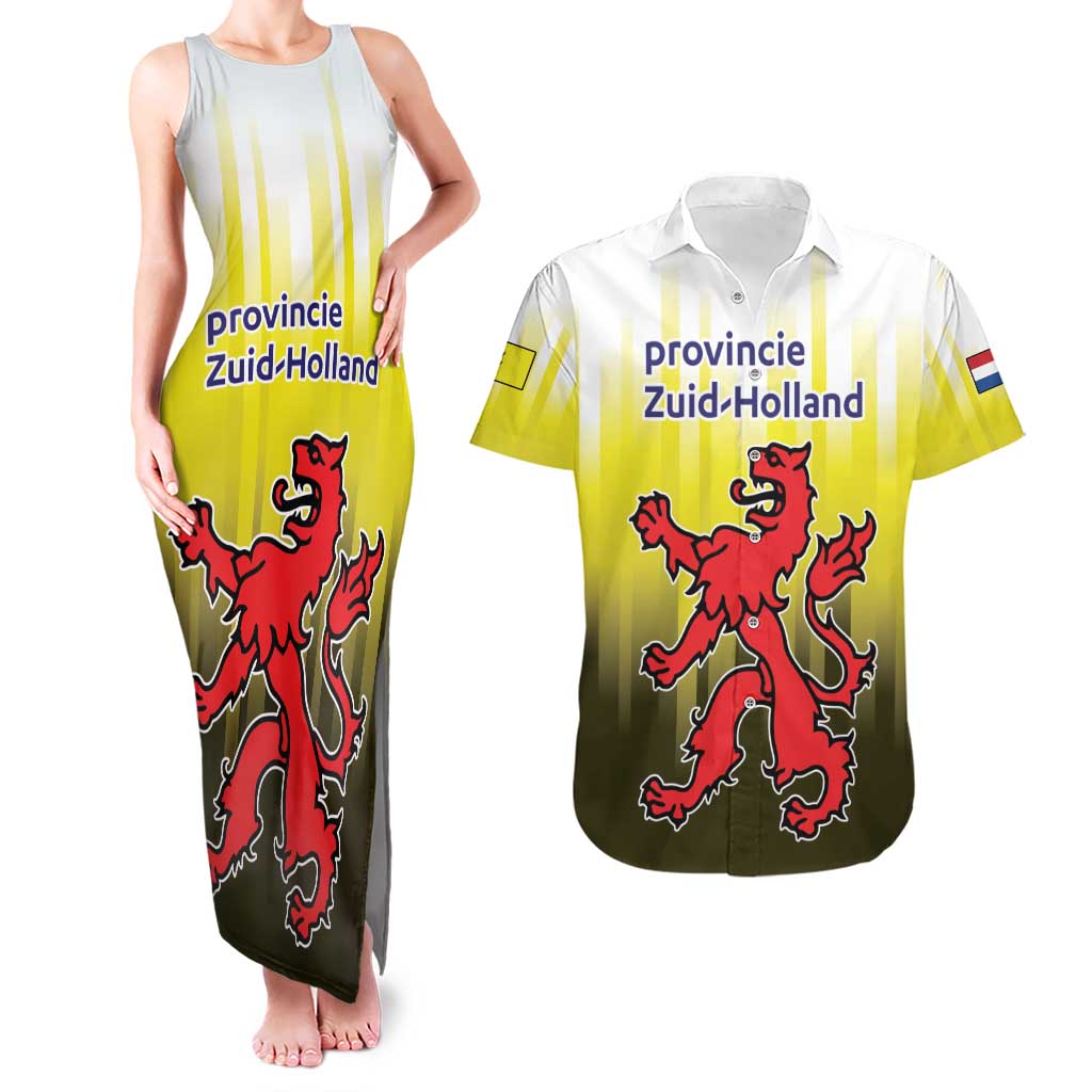 Netherlands Provincie Zuid-Holland Personalized Couples Matching Tank Maxi Dress and Hawaiian Shirt Flag Style