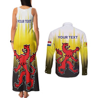 Netherlands Provincie Zuid-Holland Personalized Couples Matching Tank Maxi Dress and Long Sleeve Button Shirt Flag Style