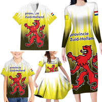 Netherlands Provincie Zuid-Holland Personalized Family Matching Long Sleeve Bodycon Dress and Hawaiian Shirt Flag Style
