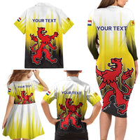 Netherlands Provincie Zuid-Holland Personalized Family Matching Long Sleeve Bodycon Dress and Hawaiian Shirt Flag Style