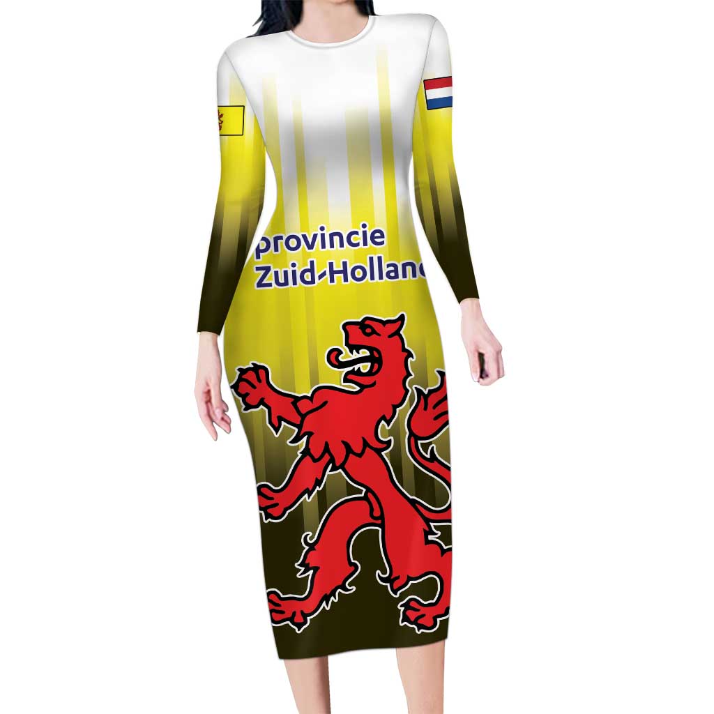 Netherlands Provincie Zuid-Holland Personalized Family Matching Long Sleeve Bodycon Dress and Hawaiian Shirt Flag Style