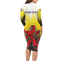 Netherlands Provincie Zuid-Holland Personalized Family Matching Long Sleeve Bodycon Dress and Hawaiian Shirt Flag Style
