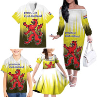 Netherlands Provincie Zuid-Holland Personalized Family Matching Off The Shoulder Long Sleeve Dress and Hawaiian Shirt Flag Style