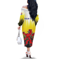 Netherlands Provincie Zuid-Holland Personalized Family Matching Off The Shoulder Long Sleeve Dress and Hawaiian Shirt Flag Style