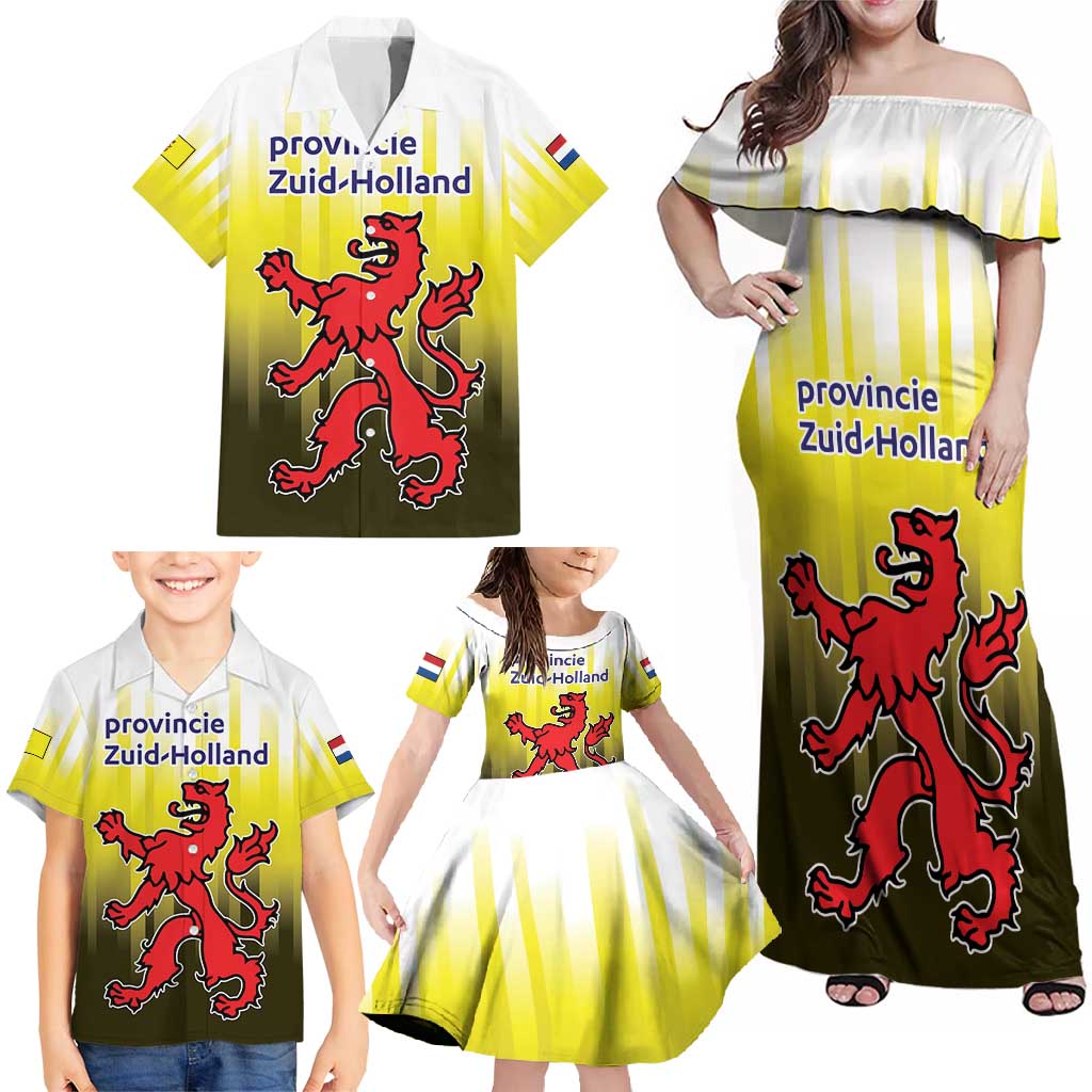 Netherlands Provincie Zuid-Holland Personalized Family Matching Off Shoulder Maxi Dress and Hawaiian Shirt Flag Style