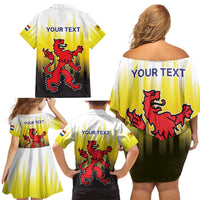 Netherlands Provincie Zuid-Holland Personalized Family Matching Off Shoulder Short Dress and Hawaiian Shirt Flag Style