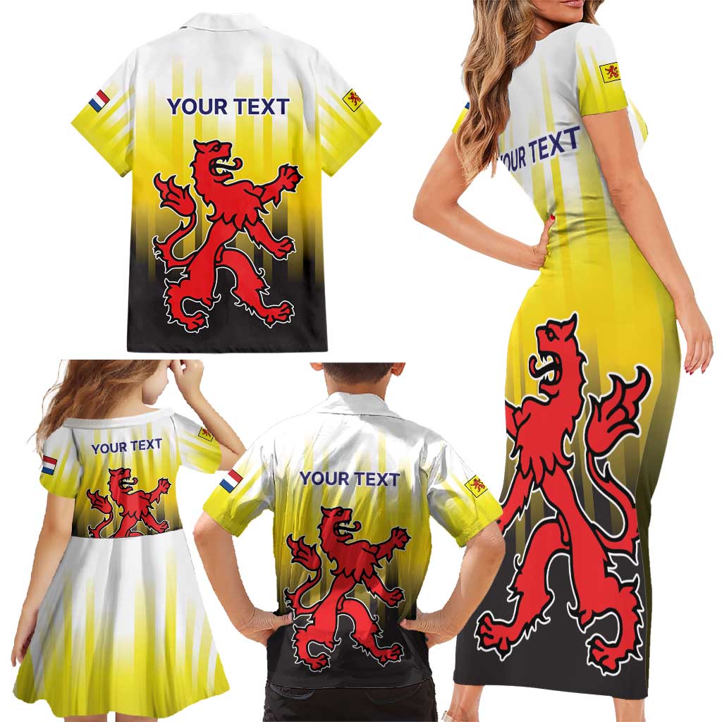 Netherlands Provincie Zuid-Holland Personalized Family Matching Short Sleeve Bodycon Dress and Hawaiian Shirt Flag Style