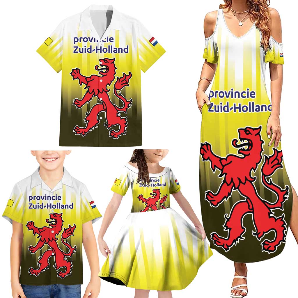 Netherlands Provincie Zuid-Holland Personalized Family Matching Summer Maxi Dress and Hawaiian Shirt Flag Style