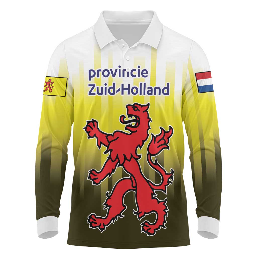 Netherlands Provincie Zuid-Holland Personalized Long Sleeve Polo Shirt Flag Style
