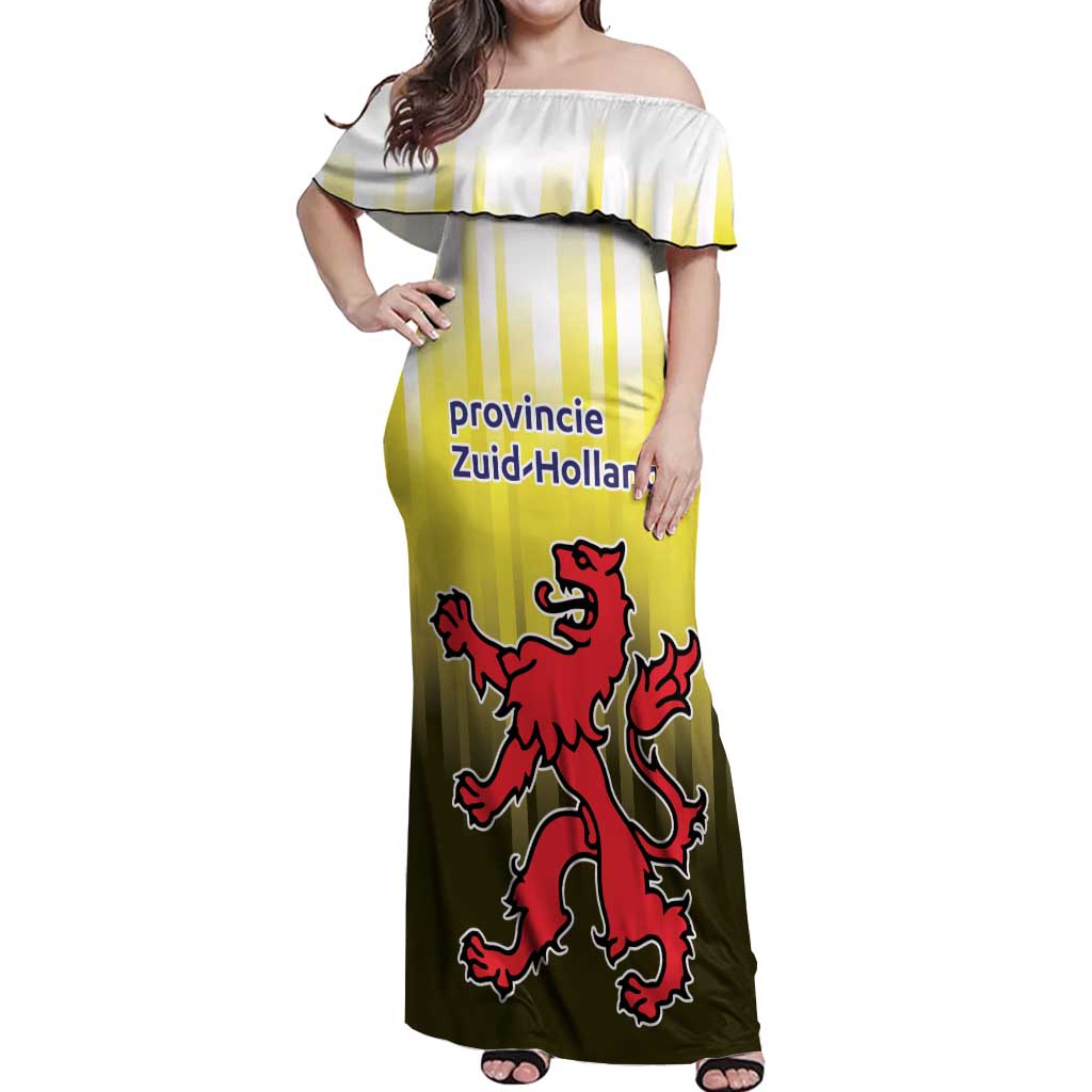 Netherlands Provincie Zuid-Holland Personalized Off Shoulder Maxi Dress Flag Style