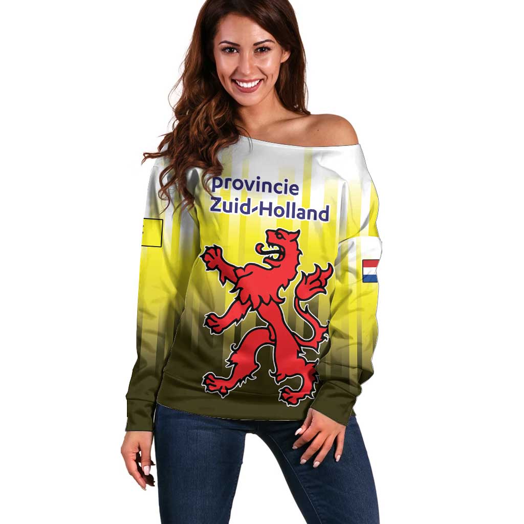 Netherlands Provincie Zuid-Holland Personalized Off Shoulder Sweater Flag Style