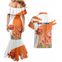Netherlands Koningsdag Couples Matching Mermaid Dress and Hawaiian Shirt Happy King's Day