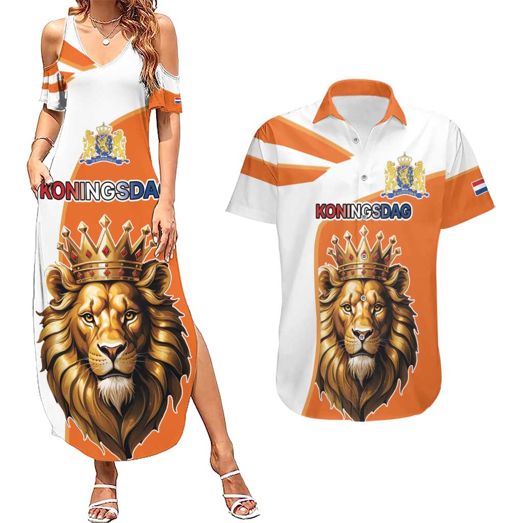 Netherlands Koningsdag Couples Matching Summer Maxi Dress and Hawaiian Shirt Happy King's Day