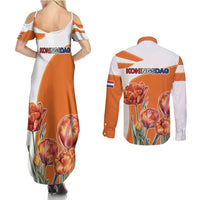 Netherlands Koningsdag Couples Matching Summer Maxi Dress and Long Sleeve Button Shirt Happy King's Day