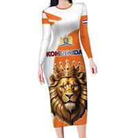 Netherlands Koningsdag Family Matching Long Sleeve Bodycon Dress and Hawaiian Shirt Happy King's Day