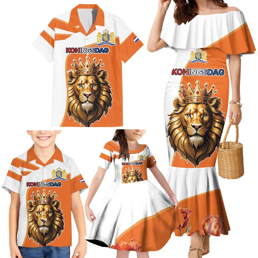 Netherlands Koningsdag Family Matching Mermaid Dress and Hawaiian Shirt Happy King's Day